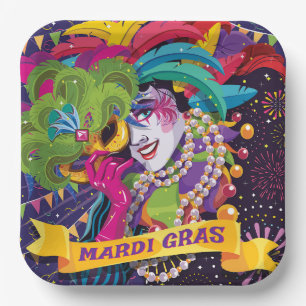 Colorful Mardi Gras MaskPoster Papieren Bordje