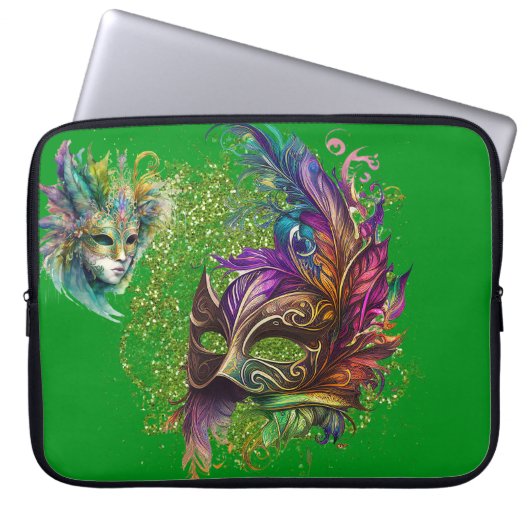 COLORFUL  MARDI GRAS MASKS LAPTOP SLEEVE (Voorkant)