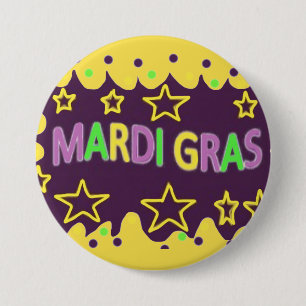 Colorful Mardi Gras Ronde Button 7,6 Cm
