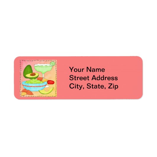 Colorful Margarita Guacamole Fun Celebrate Etiket (Voorkant)