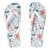 Colorful Marine Life & Nautical Symbols Patroon Teenslippers (Voetbed)