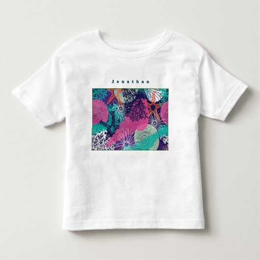 Colorful Marine Pattern Zee Life Starfish Seaweed Kinder Shirts (Voorkant)