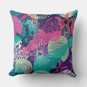 Colorful Marine Pattern Zee Life Starfish Seaweed Kussen