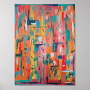 Colorful Mark Making Abstracte Art Poster