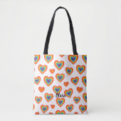 Colorful Marker Heart Pattern Tote Bag (Voorkant)