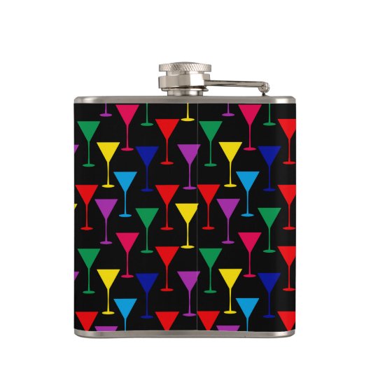 Colorful Martini Cocktail Pattern Heupfles (Achterkant)