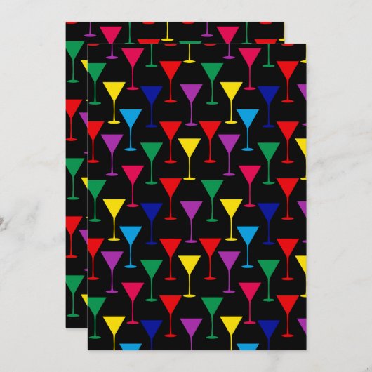 Colorful Martini Cocktail Pattern Kaart (Voorkant / Achterkant)