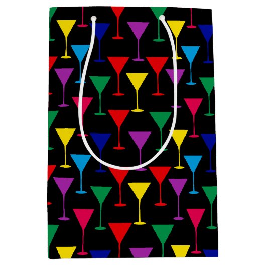 Colorful Martini Cocktail Pattern Medium Cadeauzakje (Voorkant)
