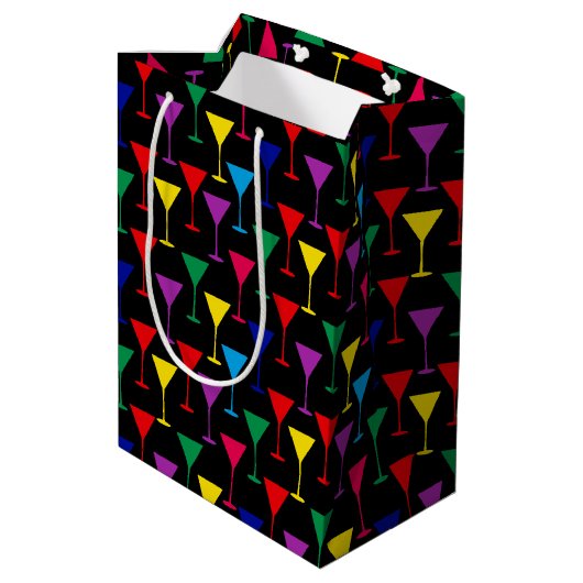 Colorful Martini Cocktail Pattern Medium Cadeauzakje (Achterkant Gekanteld)