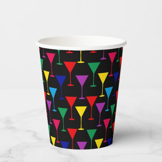 Colorful Martini Cocktail Pattern Papieren Bekers (Achterkant)