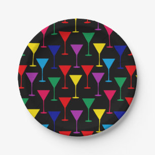 Colorful Martini Cocktail Pattern Papieren Bordje