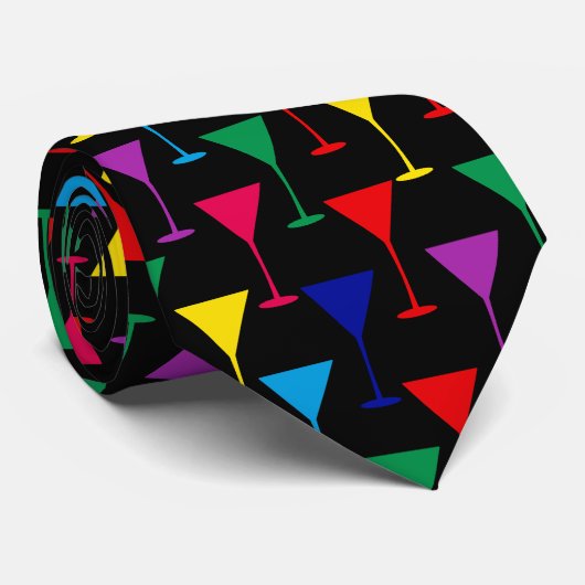 Colorful Martini Cocktail Pattern Stropdas (Opgerold)