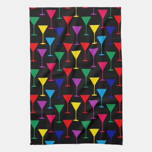 Colorful Martini Cocktail Pattern Theedoek (Verticaal)