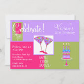 Colorful Martini Glasses Birthday Party Kaart (Voorkant)
