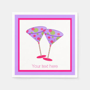Colorful Martini Glasses Custom Paper Napkins Servet