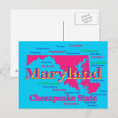 Colorful Maryland State Pride Map Silhouette Briefkaart (Voorkant / Achterkant)