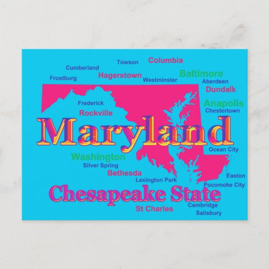Colorful Maryland State Pride Map Silhouette Briefkaart (Voorkant)