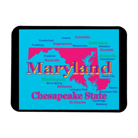 Colorful Maryland State Pride Map Silhouette Magneet (Horizontaal)