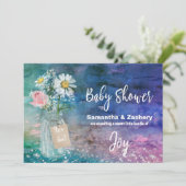 *~* Colorful Mason Jar Floral Baby shower Rustic Kaart (Staand voorkant)