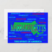 Colorful Massachusetts State Pride Map Silhouette Briefkaart (Voorkant / Achterkant)