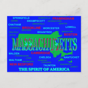 Colorful Massachusetts State Pride Map Silhouette Briefkaart