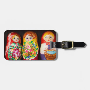 Colorful Matryoshka Dolls Bagagelabel