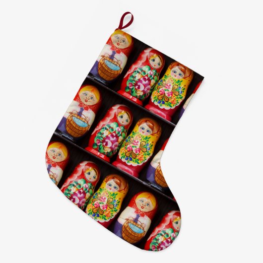 Colorful Matryoshka Dolls Grote Kerstsok (Voorkant (Hangend))