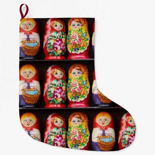 Colorful Matryoshka Dolls Grote Kerstsok (Voorkant)