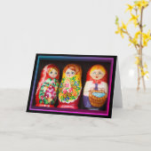 Colorful Matryoshka Dolls Kaart (Gele Bloem)