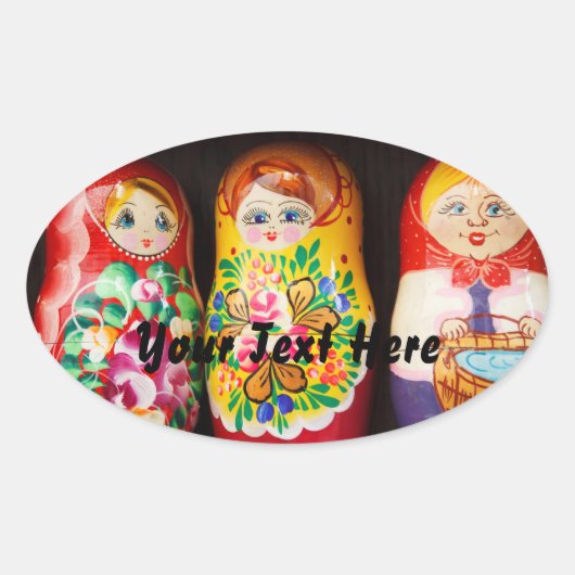 Colorful Matryoshka Dolls Ovale Sticker (Voorkant)