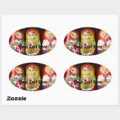 Colorful Matryoshka Dolls Ovale Sticker (Vel)