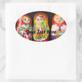 Colorful Matryoshka Dolls Ovale Sticker (Tas)