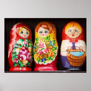 Colorful Matryoshka Dolls Poster