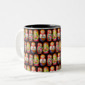 Colorful Matryoshka Dolls Tweekleurige Koffiemok (Voorkant links)