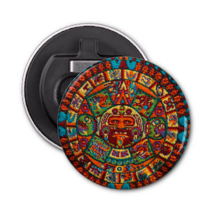 Colorful Mayan Calendar Button Flesopener