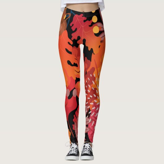 Colorful Meadley of Leaves Leggings (Voorkant)