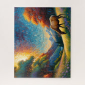 Colorful Meadow Elk with Flowers Art Legpuzzel (Verticaal)