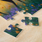 Colorful Meadow Elk with Flowers Art Legpuzzel (Zijkant)