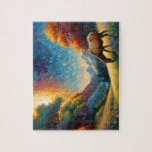 Colorful Meadow Elk with Flowers Art Legpuzzel (Verticaal)