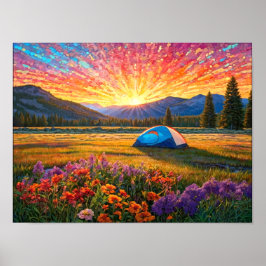 Colorful Meadow Flowers Camping Tent Art Poster