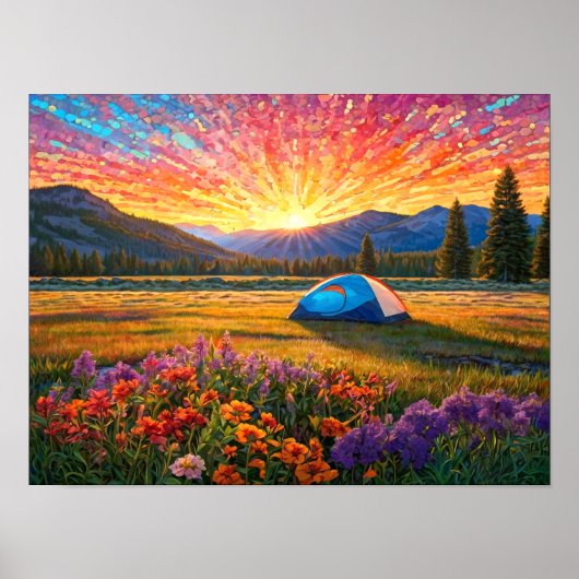 Colorful Meadow Flowers Camping Tent Art Poster (Voorkant)