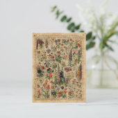 Colorful Meadow Flowers Herbs Dictionary Art Briefkaart (Staand voorkant)