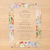 Colorful Meadow Wildflower Wedding  Acryl Uitnodigingen (Voorkant)