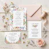 Colorful Meadow Wildflower Wedding  Kaart