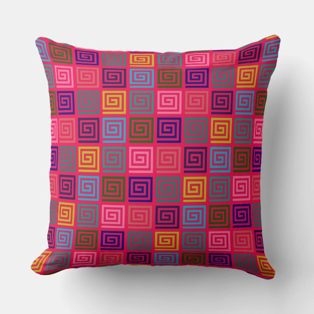 Colorful Meander Modern Geometric Pattern Kussen (Voorkant)