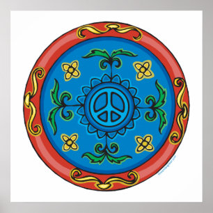 Colorful Medallion Design and Peace Sign Poster