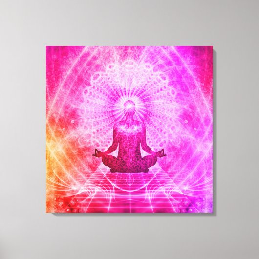 Colorful Meditation Spiritueel Yoga Lotus Pose Canvas Afdruk (Voorkant)