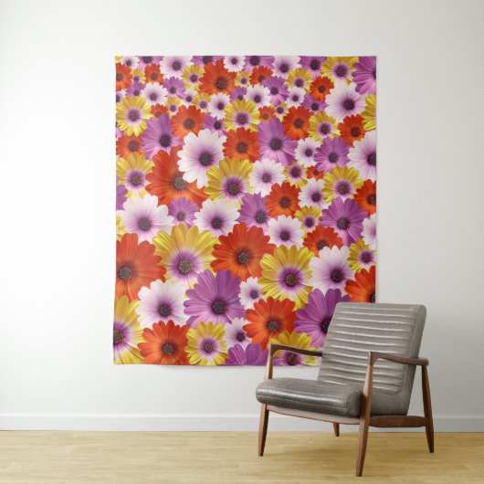 Colorful Medley of African Daisies Flowers Wandkleed (In situ)