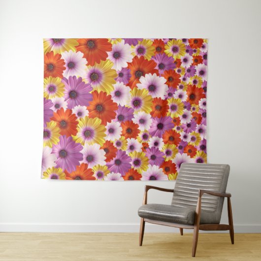 Colorful Medley of African Daisies Flowers Wandkleed (In Situ (horizontaal))