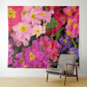 Colorful Medley Pink Blue Paars Primula Flowers Wandkleed (In Situ (horizontaal))